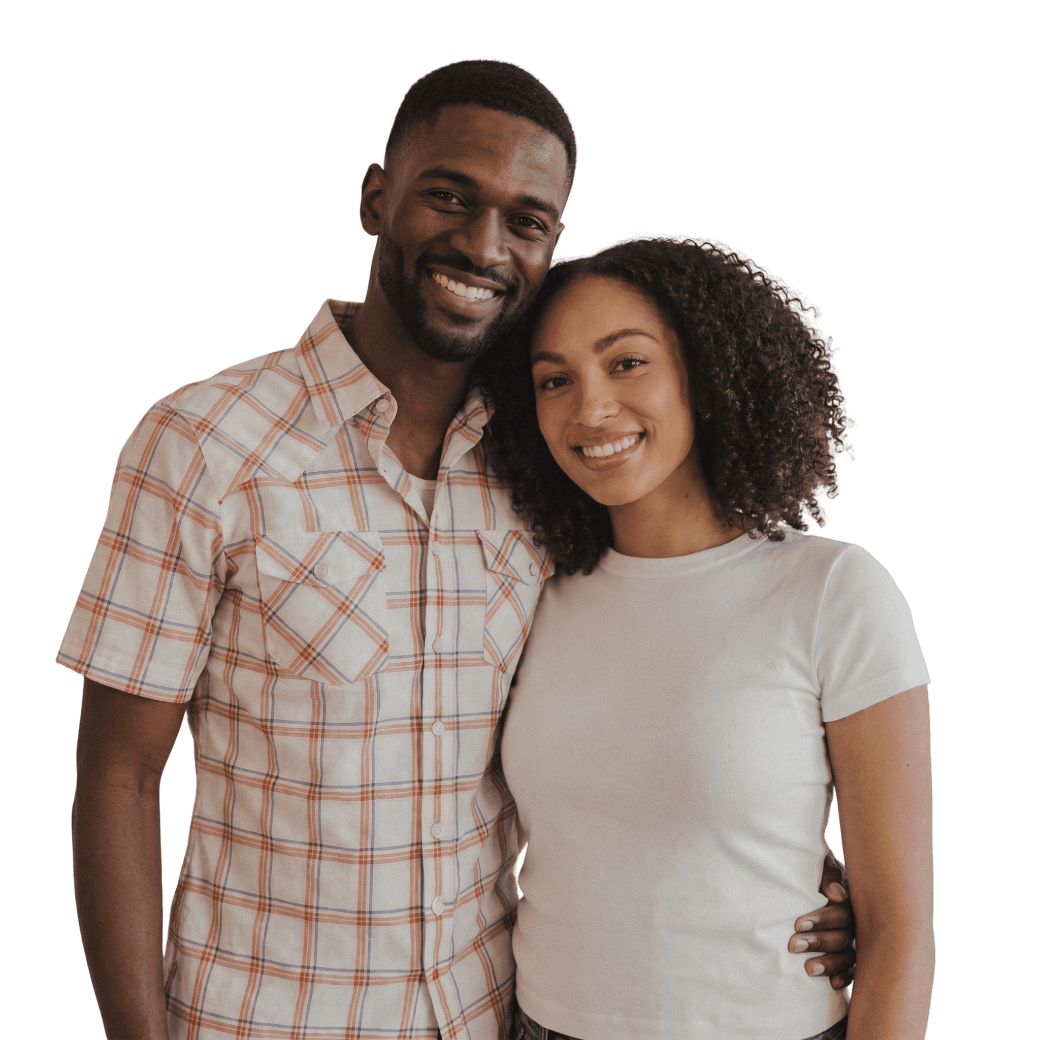 A joyful couple smiling together